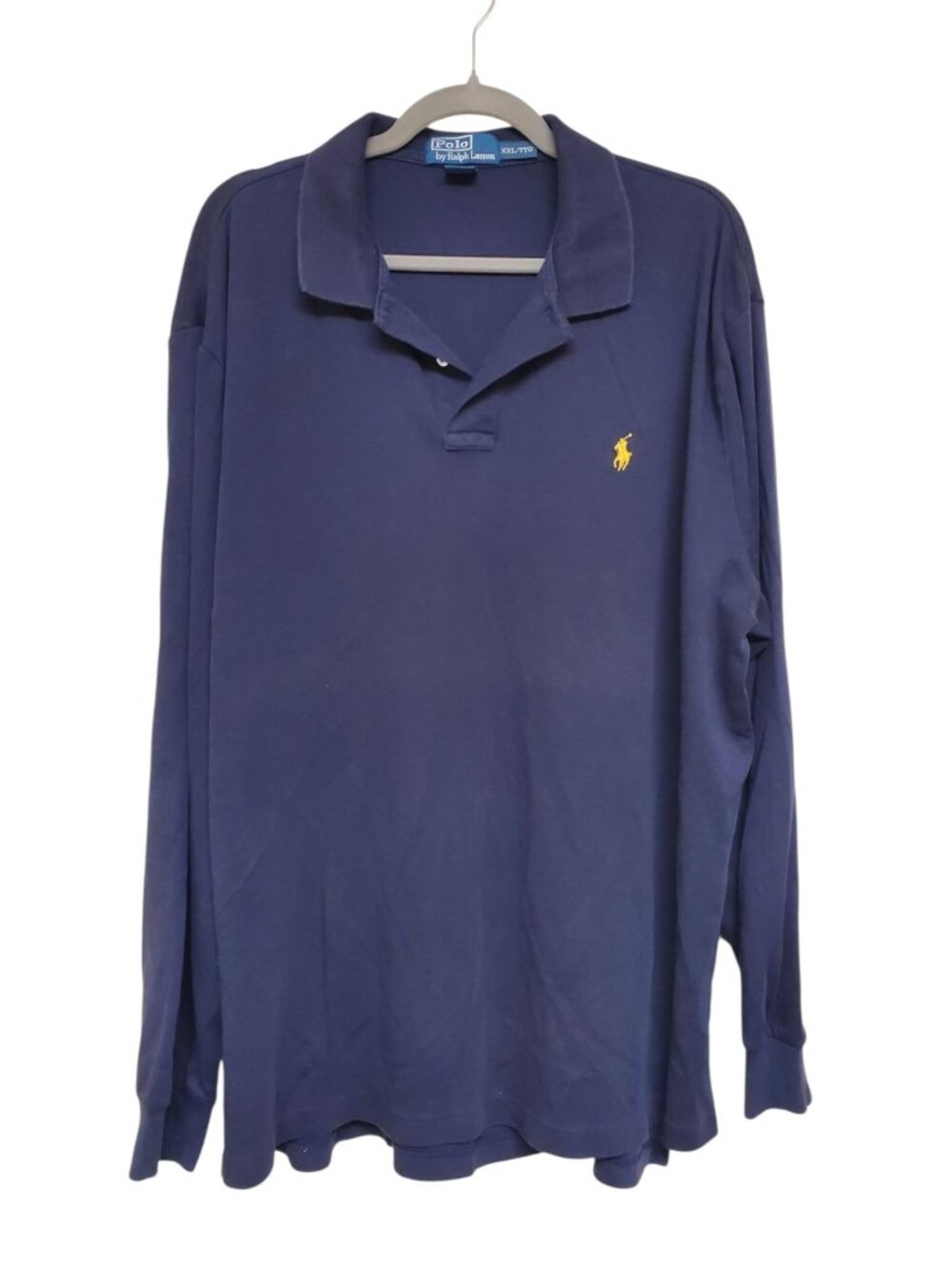 Polo Ralph Lauren Men's Big & Tall Vintage Navy Yellow Pony Long Sleeve Top XXL